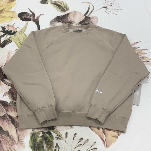 fear of god essentials tan hoodie